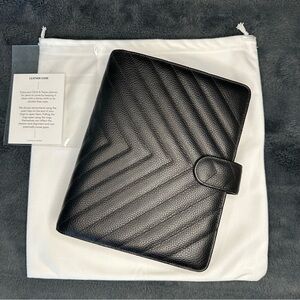 Cloth & Paper Quilted Caviar 6 Ring Leather A5 Agenda